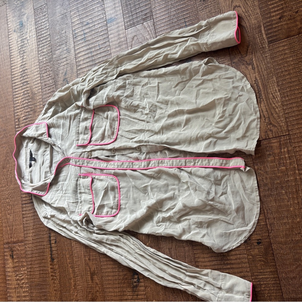 Victoria's Secret Beige Shirt Jacket with Pink Accents